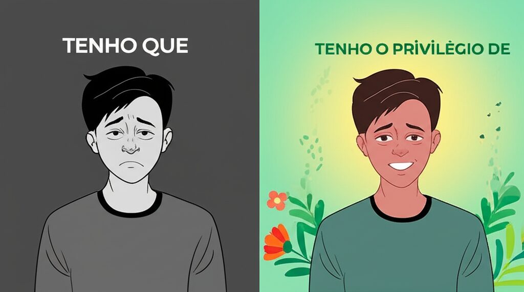 O Poder das Palavras: Mude Sua Mentalidade de ‘Tenho Que’ Para ‘Tenho o Privilégio De’